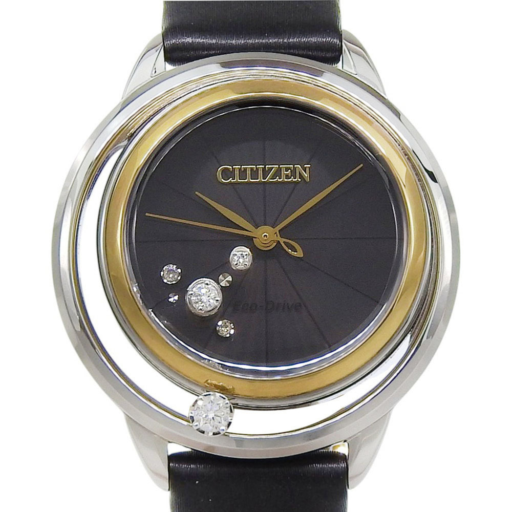 Citizen B036 S112052 Women's Watch, Black Dial, 3 Hands, 5 Diamonds, Stainles...